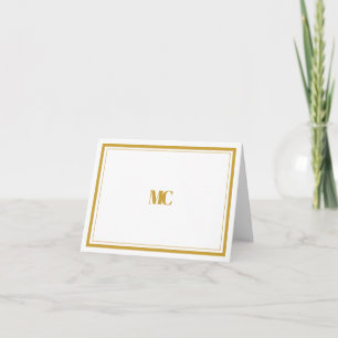 Minimalistische gold-weiße Monogramm-Rand-Notizkar Einladung