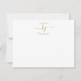 Minimalistische Gold White 2 Monogram Erstkarte Dankeskarte