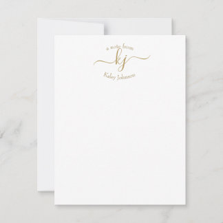 Minimalistische Gold White 2 Monogram Erstkarte Dankeskarte