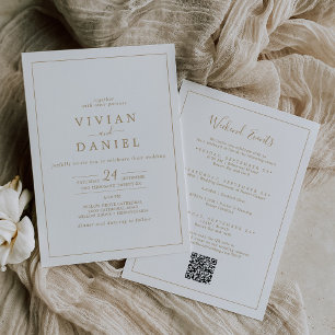 Minimalistische Gold-Wochenend-Events-QR-Code-Hoch Einladung