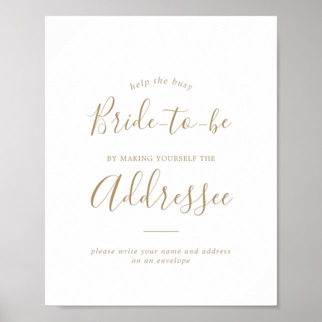 Minimalistische Goldadresse und Umschlagzeichen Poster (Vorne)