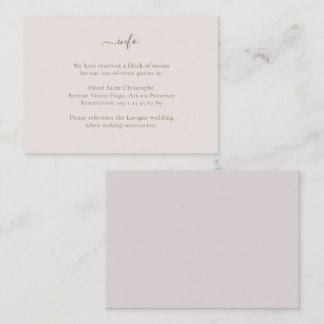 Minimalistische Goldblush-Hochzeitshotel - Details Begleitkarte