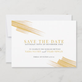 Minimalistische goldbraune Farbstriche Foto Hochze Save The Date