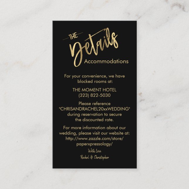 Minimalistische Golddetails für die Einsteckung be Begleitkarte (Vorderseite)