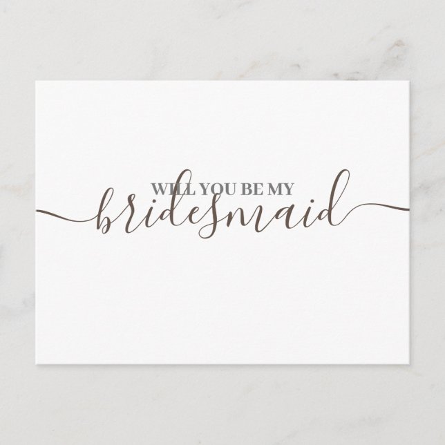Minimalistische Golden Bridesmaid Hochzeit Einladu Postkarte (Vorderseite)