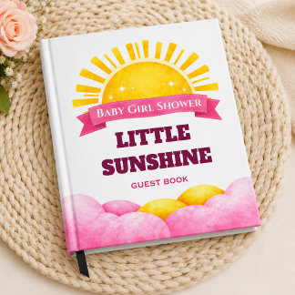 Minimalistische Golden Sunshine Baby-Mädchen-Feier Gästebuch