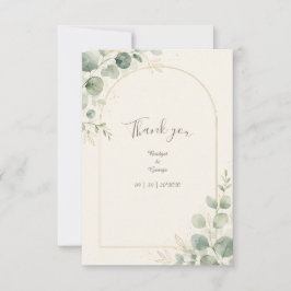 Minimalistische Goldene Bogen-Eukalyptus-Hochzeit Dankeskarte