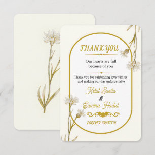 Minimalistische goldene botanische Hochzeits-Danke Dankeskarte
