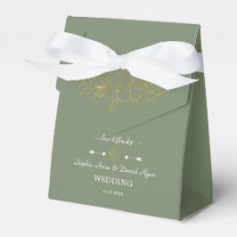 Minimalistische goldene Floraliebe Grüner Hochzeit Geschenkschachtel