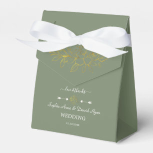 Minimalistische goldene Floraliebe Grüner Hochzeit Geschenkschachtel