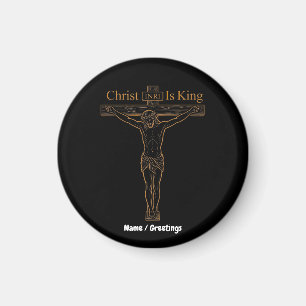 Minimalistische goldene Kreuzigungs-Kunst Christus Magnet