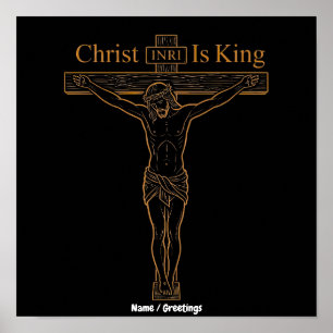 Minimalistische goldene Kreuzigungs-Kunst Christus Poster