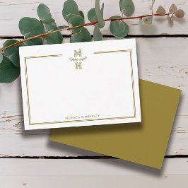 Minimalistische goldene Notizkarte mit zwei Rand-M Mitteilungskarte