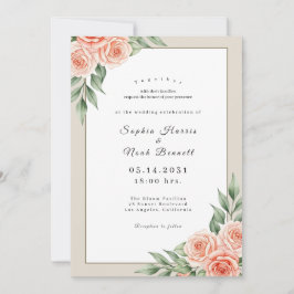 Minimalistische goldene Rahmen-Blumen-Hochzeitsein Einladung