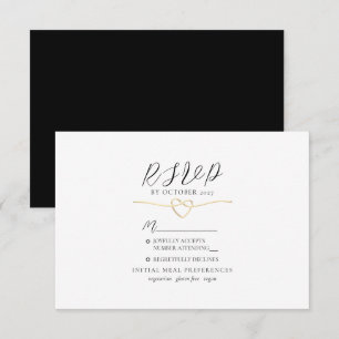 Minimalistische goldene schwarze Hochzeits-RSVP-Ka RSVP Karte