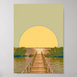 Minimalistische goldene Strandpromenade Seelandsch Poster