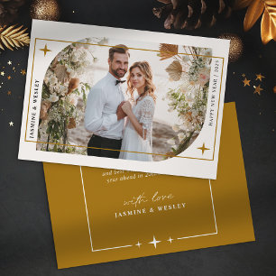 Minimalistische goldene Weihnachts-Hochzeits-Foto Feiertagskarte
