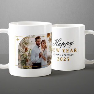Minimalistische Goldene Weihnachts-Hochzeits-Foto Kaffeetasse