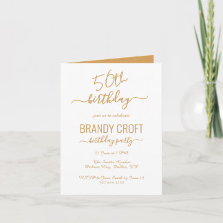 Minimalistische goldfarbige Typografie Geburtstags Einladung
