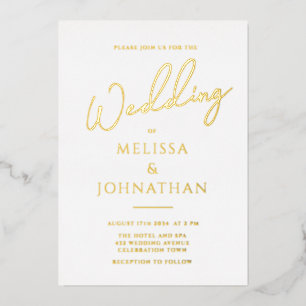 Minimalistische Goldfoil-Script-Reinigung Elegante Folieneinladung
