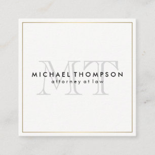 Minimalistische Goldgrenze mit Monogramm Quadratische Visitenkarte