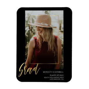 Minimalistische Goldschrift-Foto-Abschlussankündig Magnet