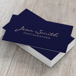 Minimalistische Goldtypografie Elegant Navy Blue Visitenkarte