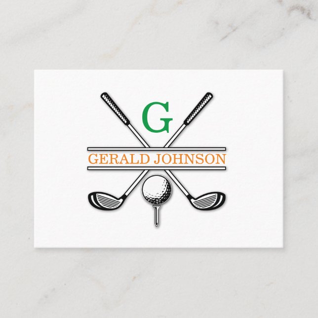 Minimalistische Golf Monogram Design Business Card Visitenkarte (Vorderseite)