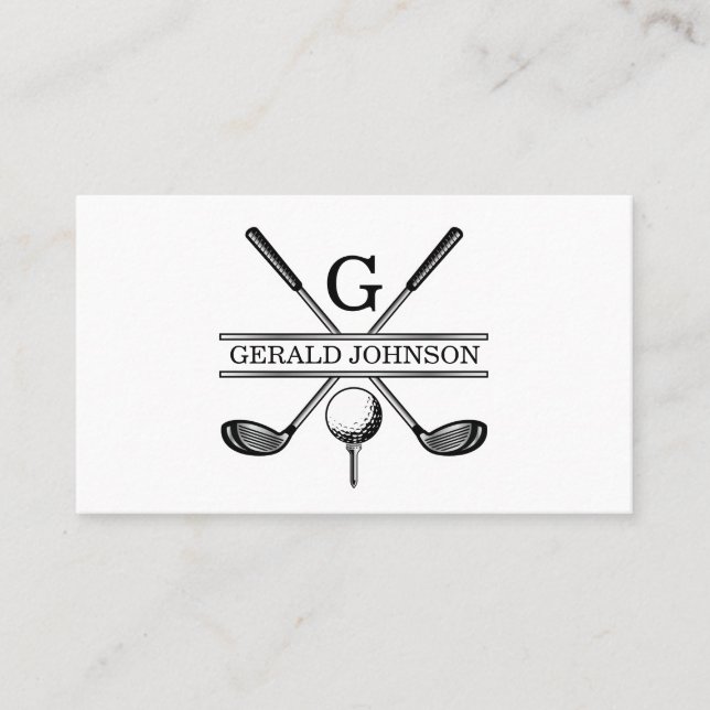 Minimalistische Golf Monogram Design Business Card Visitenkarte (Vorderseite)