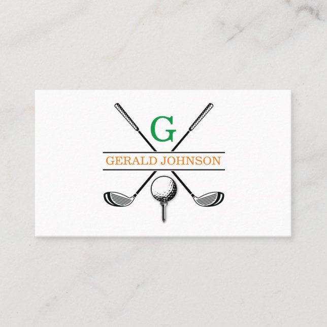 Minimalistische Golf Monogram Design Business Card Visitenkarte (Vorderseite)