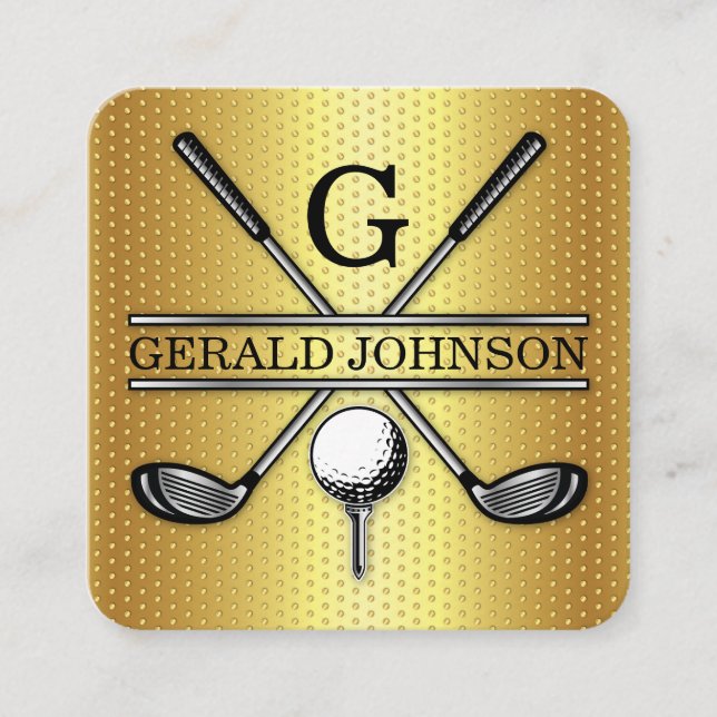 Minimalistische Golf Monogram Square Business Card Quadratische Visitenkarte (Vorderseite)