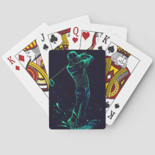 Minimalistische Golfer Green Glow Silhouette Spielkarten