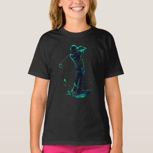 Minimalistische Golfer Green Glow Silhouette T-Shirt