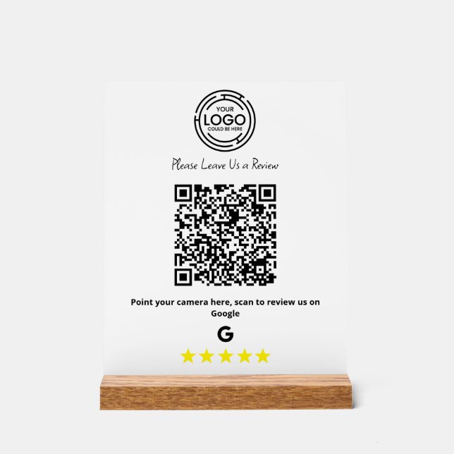 Minimalistische Google-Bewertungen Business Qr-Cod Acrylschild (Vorderseite)