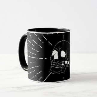 Minimalistische gothische Totenkopf-Kunst Schwarze Tasse