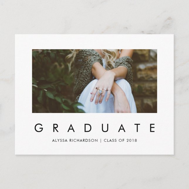 Minimalistische Grad | Foto Graduation Party Einla Einladungspostkarte