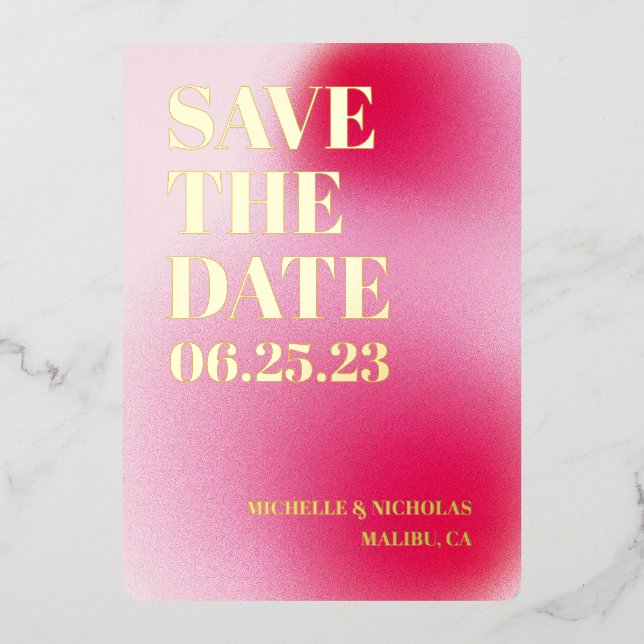 Minimalistische Gradient Save the Date Karte (Vorderseite)
