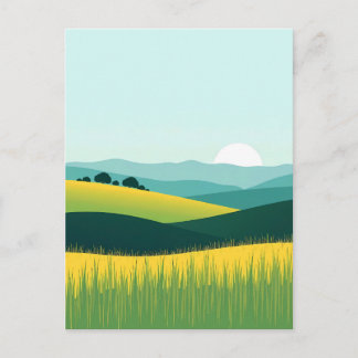 Minimalistische Gradientenhügel und Graslandschaft Postkarte