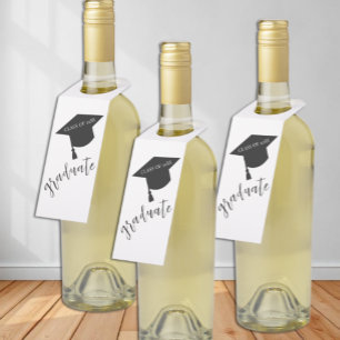 Minimalistische Graduiertenmütze Schwarz & Weiß Ab Flaschenanhänger