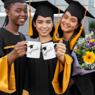 Minimalistische Graduiertenmütze Schwarz & Weiß Ab Kaffeetasse