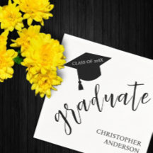 Minimalistische Graduiertenmütze Schwarz & Weiß Ab