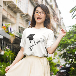 Minimalistische Graduiertenmütze Schwarz & Weiß Ab T-Shirt