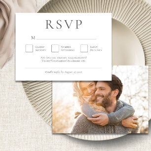 Minimalistische graue Foto-Hochzeit RSVP Karte