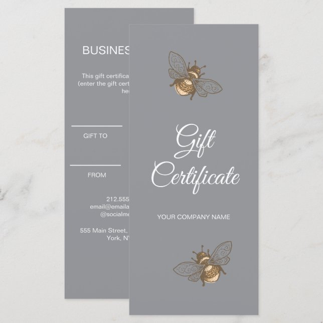 Minimalistische graue Geschenkgutschein Visitenkar (Vorne/Hinten)