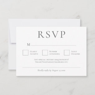 Minimalistische graue Hochzeit RSVP Karte