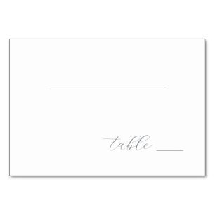 Minimalistische graue kursive Tischkarte Tischnummer