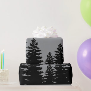 Minimalistische graue Pinienwälder Silhouette Geschenkpapier