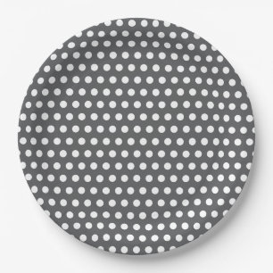 Minimalistische graue Polka-Punkte Pappteller