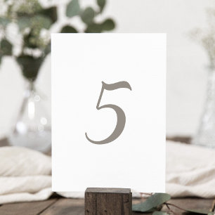 Minimalistische graue Tischnummer 5