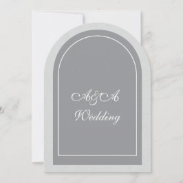 Minimalistische graue und hellgraue Bogenhochzeit  Einladung